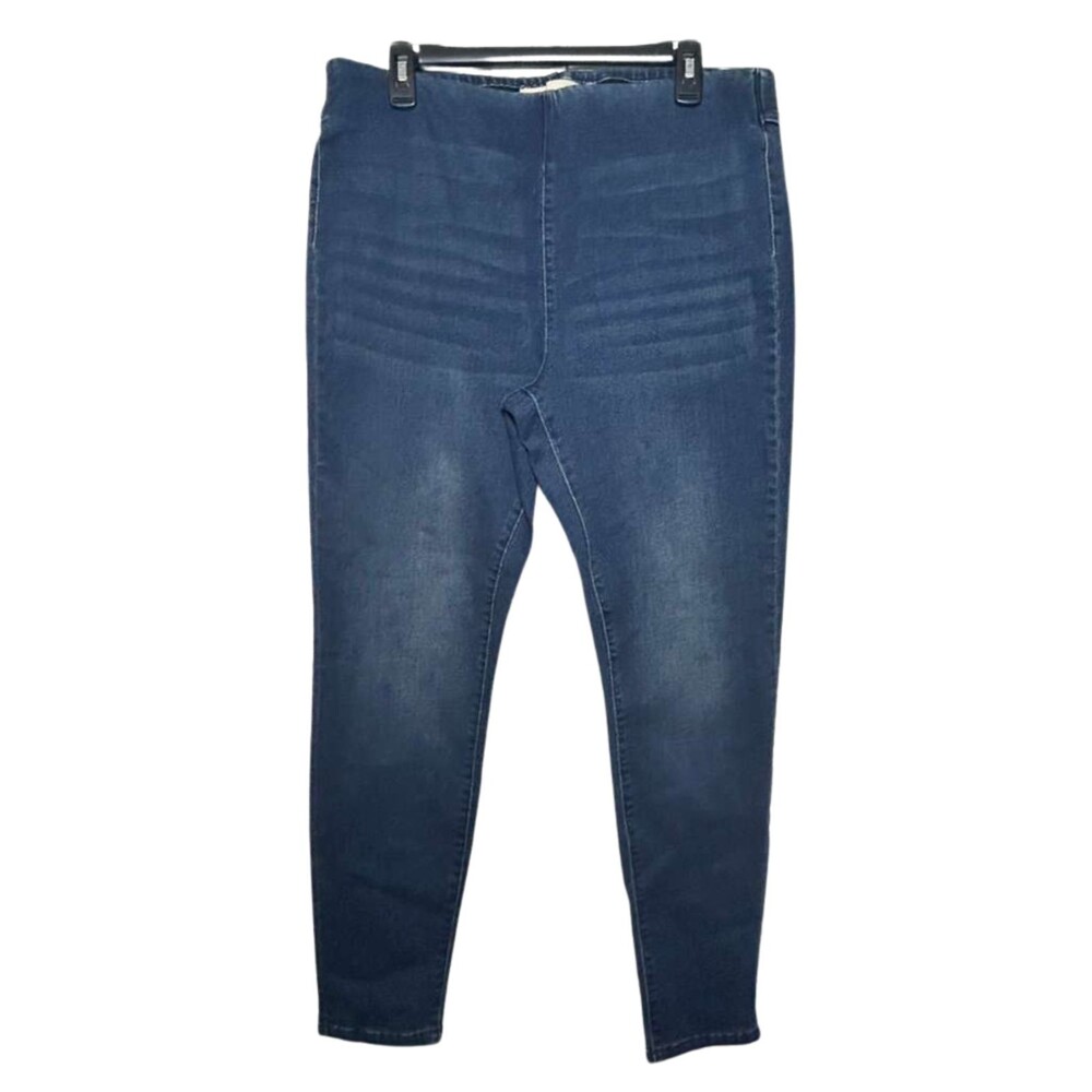 Soft Surroundings Pull On Straight Jeans Women's Size Large Stretchable Dark